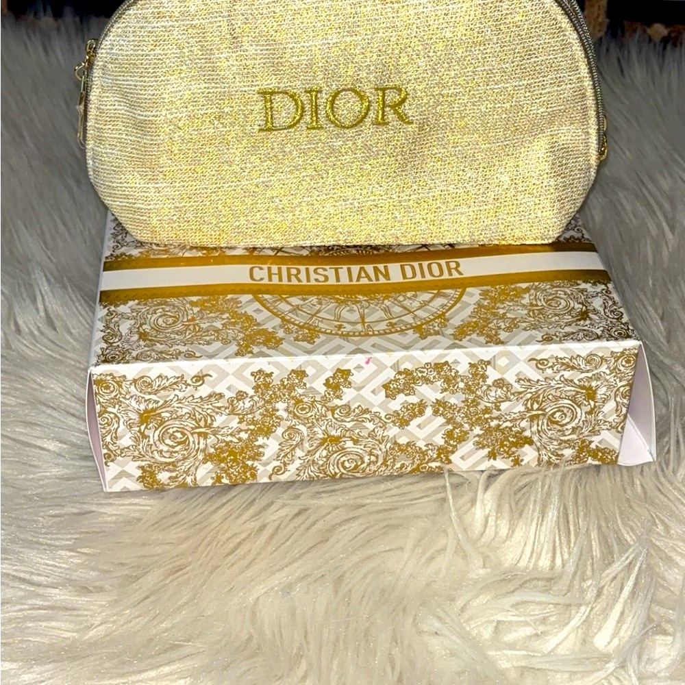 Dior Shimmering Gold Cosmetic Case! Brand New And Giftable.
